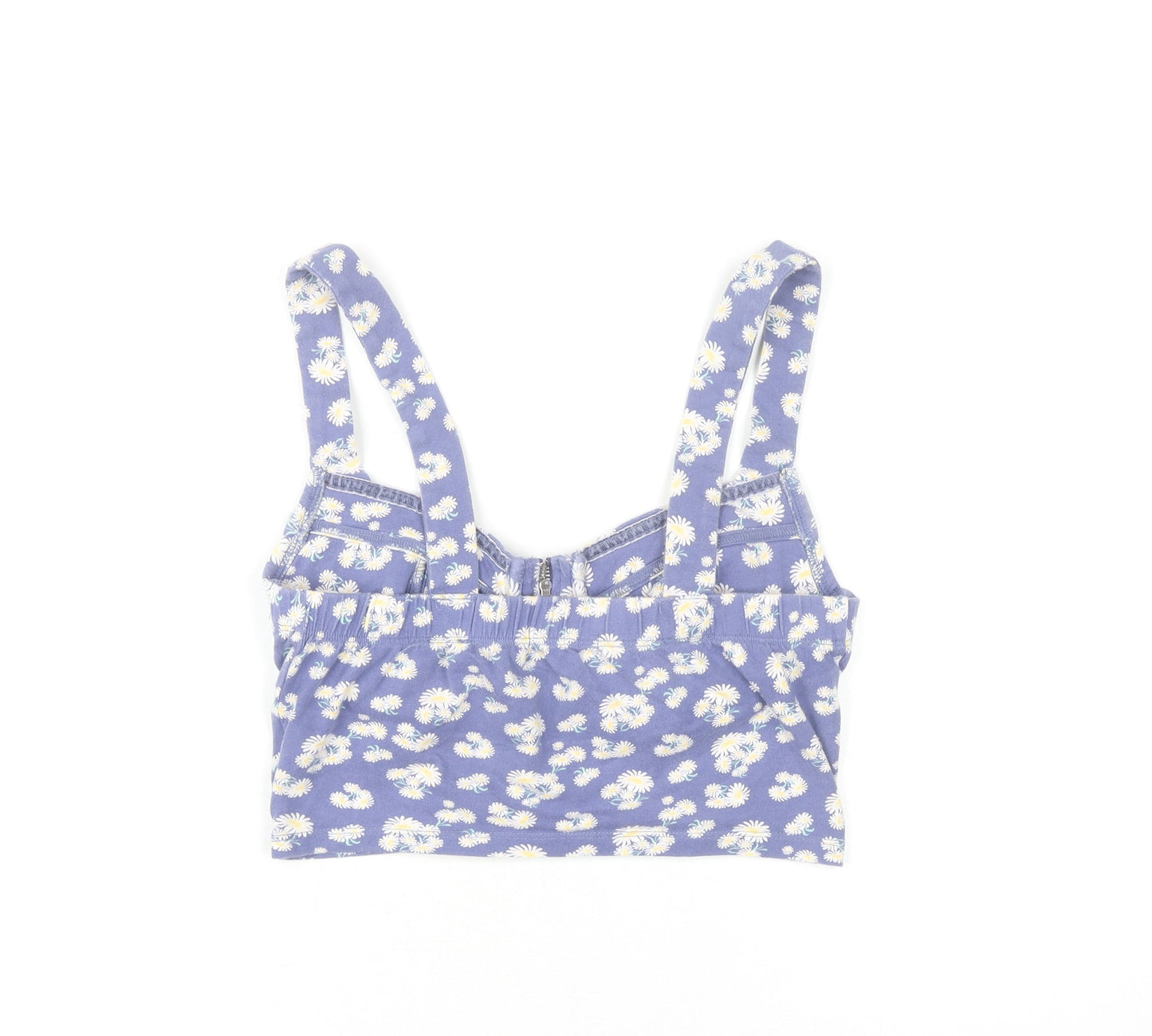 New Look Women Purple Floral Cropped Zip Tank Top UK 12