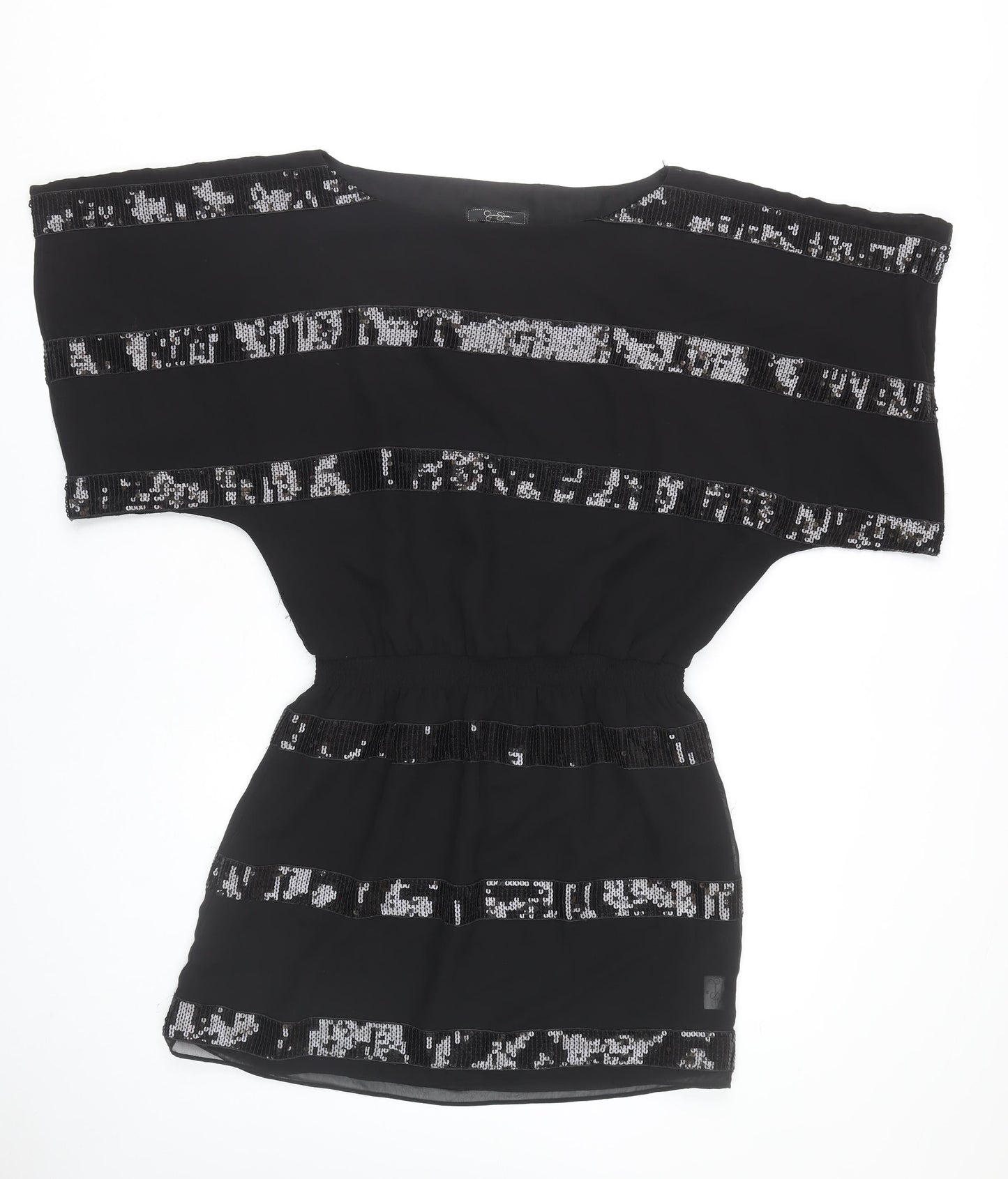 Jessica Simpson Women Black M Short Sequin Shift Dress