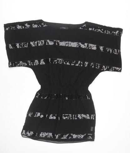 Jessica Simpson Women Black M Short Sequin Shift Dress