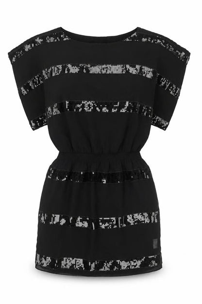 Jessica Simpson Women Black M Short Sequin Shift Dress