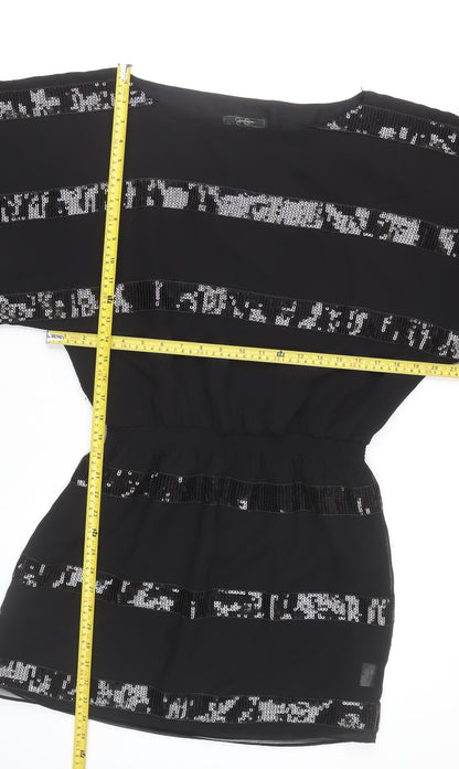 Jessica Simpson Women Black M Short Sequin Shift Dress