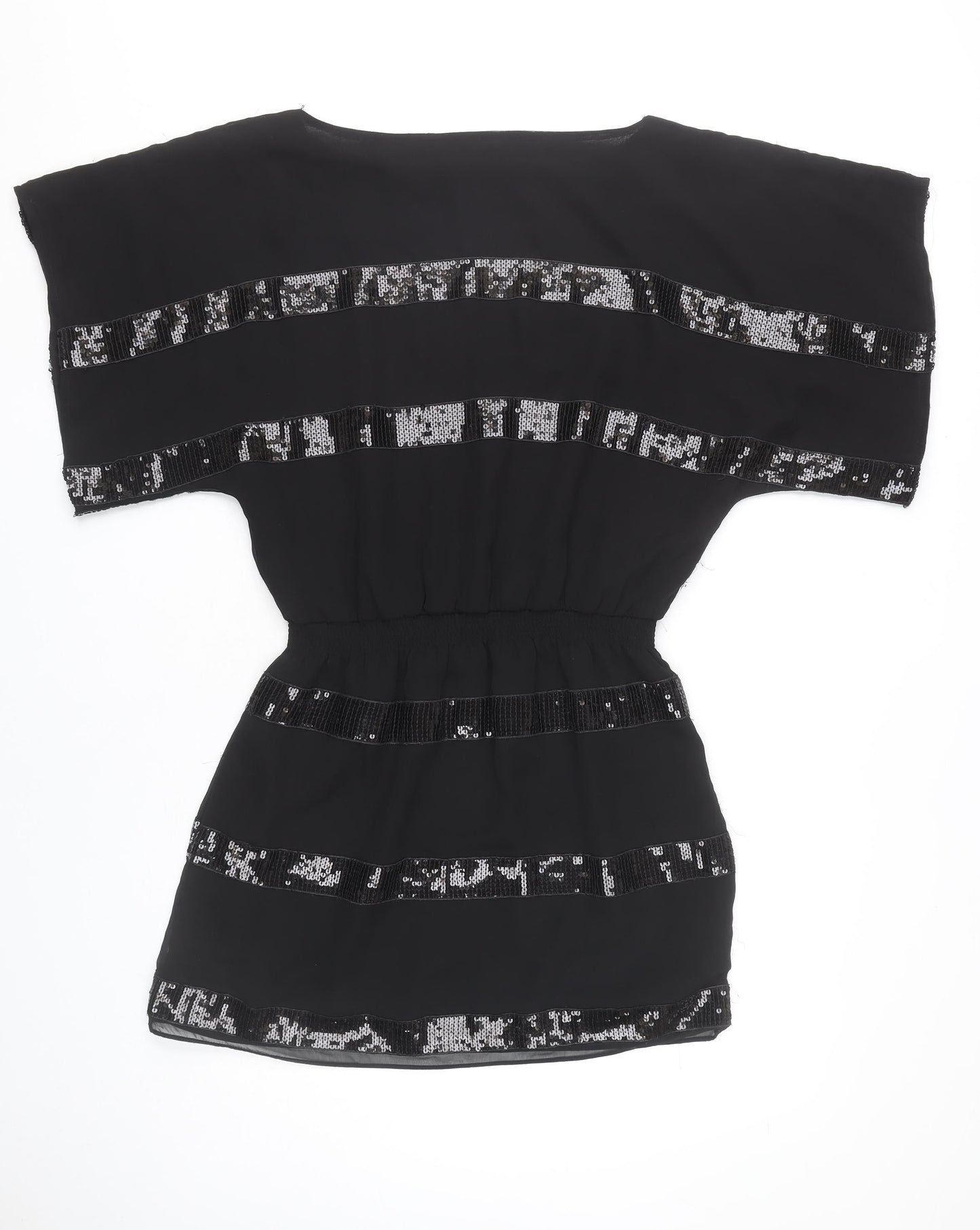 Jessica Simpson Women Black M Short Sequin Shift Dress