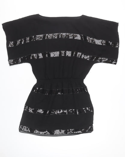 Jessica Simpson Women Black M Short Sequin Shift Dress