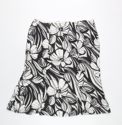 CC Petite Womens Black Floral Linen Knee Length Pencil Skirt Size 16