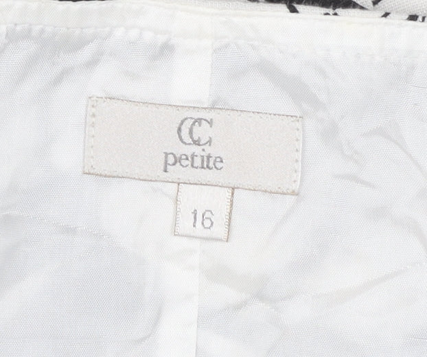 CC Petite Womens Black Floral Linen Knee Length Pencil Skirt Size 16