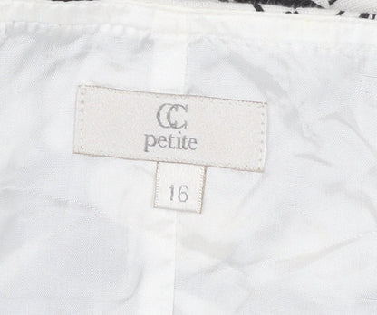 CC Petite Womens Black Floral Linen Knee Length Pencil Skirt Size 16