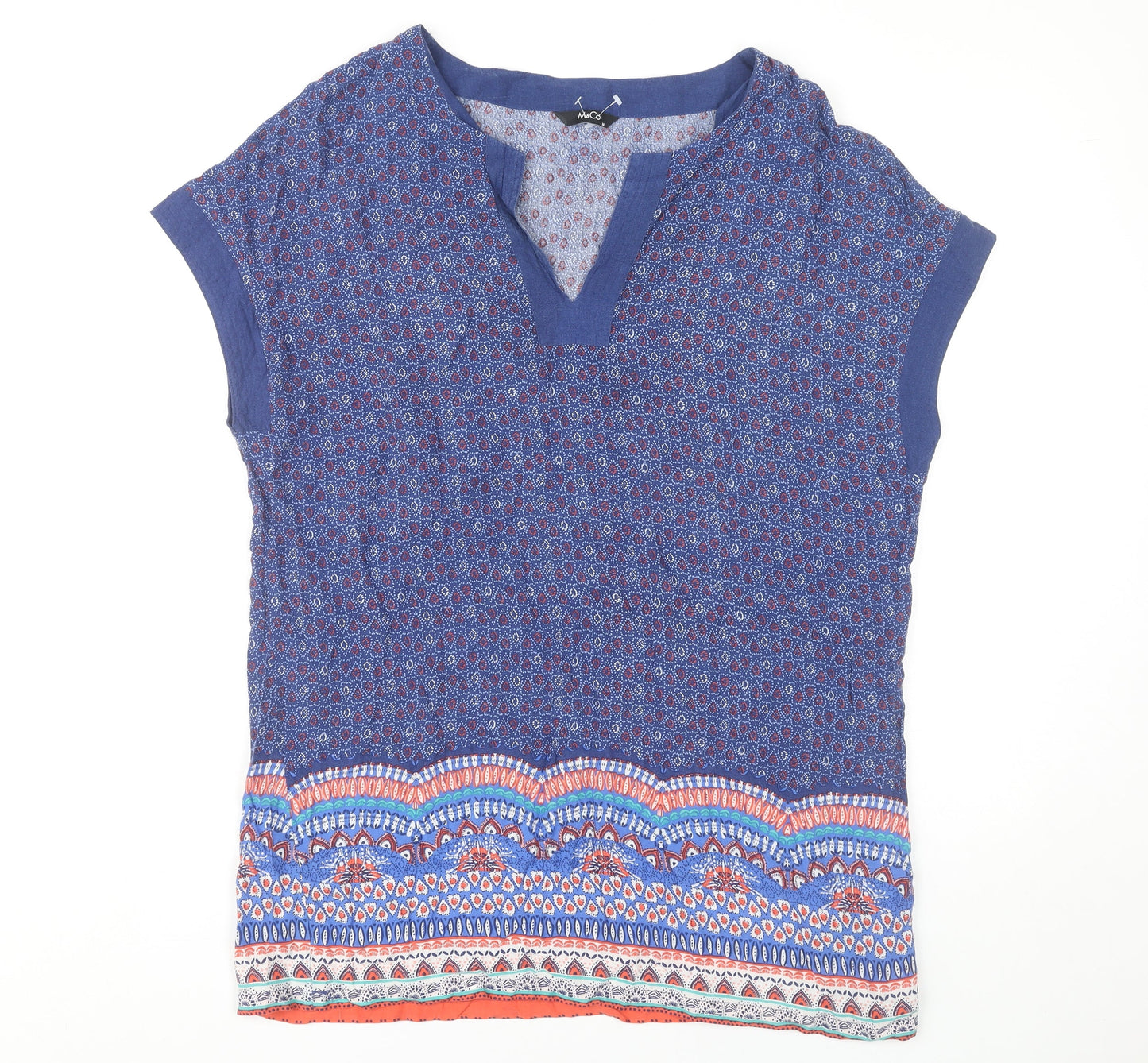 Womens UK Size 14 M&Co Blue Tunic Blouse