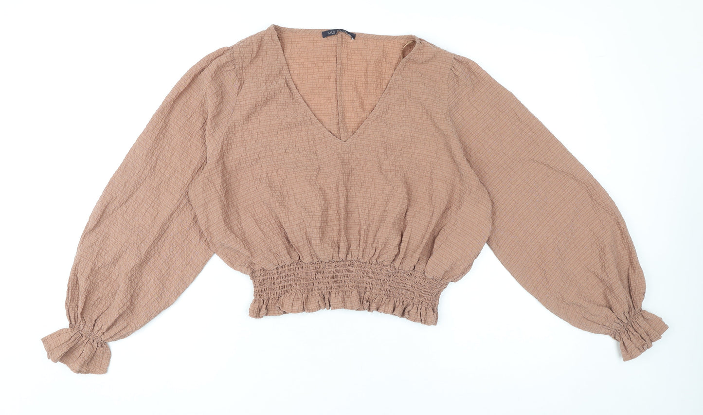 Womens UK Size 16 Marks and Spencer Brown Cropped Blouse