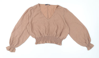 Womens UK Size 16 Marks and Spencer Brown Cropped Blouse