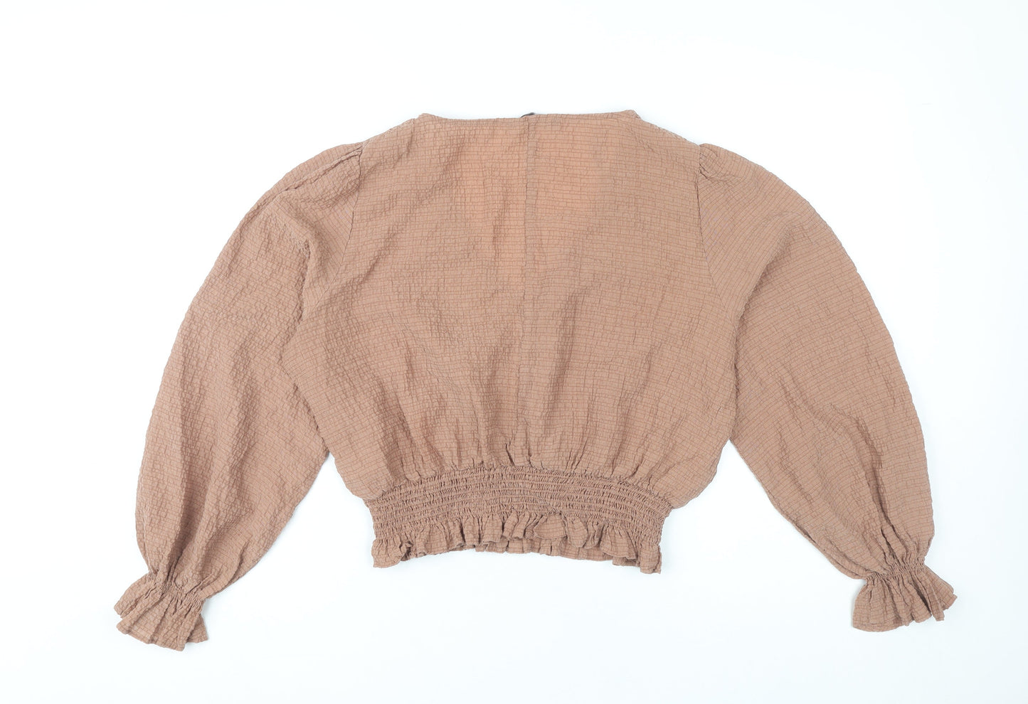 Womens UK Size 16 Marks and Spencer Brown Cropped Blouse