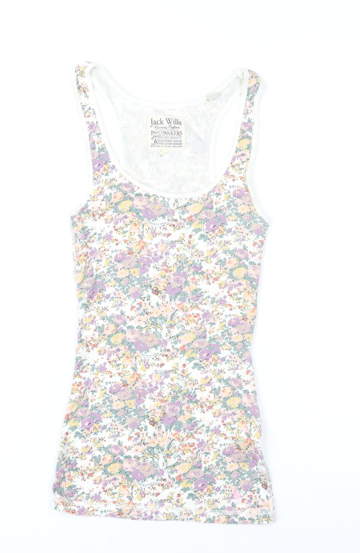 Jack Wills Womens Multicoloured Floral Tank Top UK 8 Cotton
