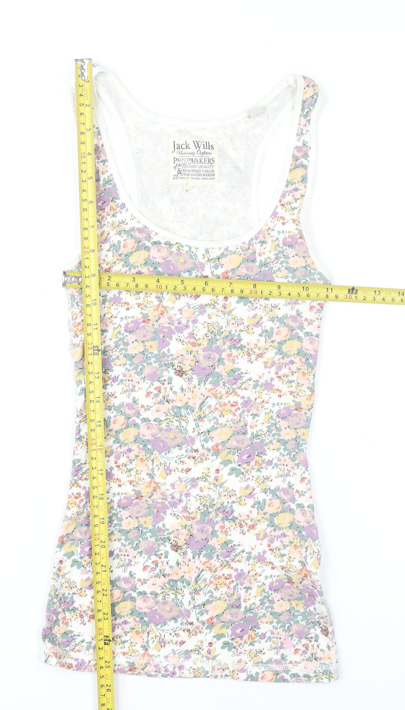 Jack Wills Womens Multicoloured Floral Tank Top UK 8 Cotton