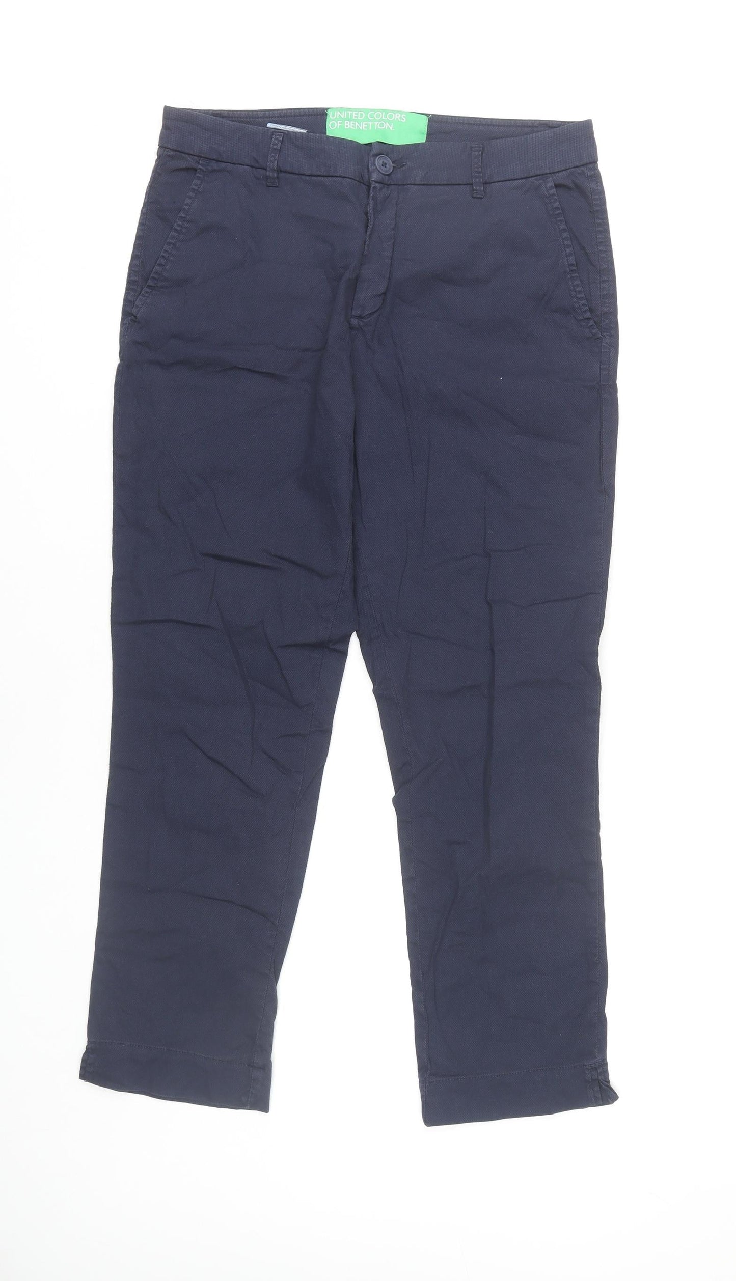 Womens UK Size 10 United Colors of Benetton Regular Fit Chino Blue Trousers