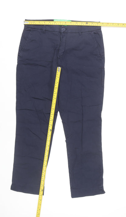 Womens UK Size 10 United Colors of Benetton Regular Fit Chino Blue Trousers