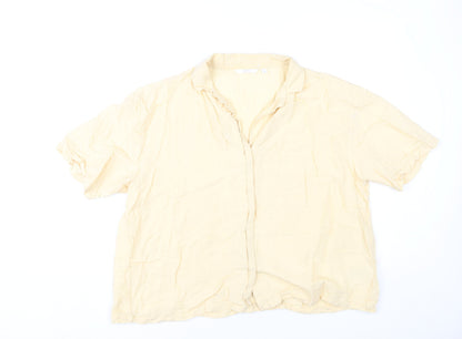 Womens UK Size L Uniqlo Beige Basic Button-Up