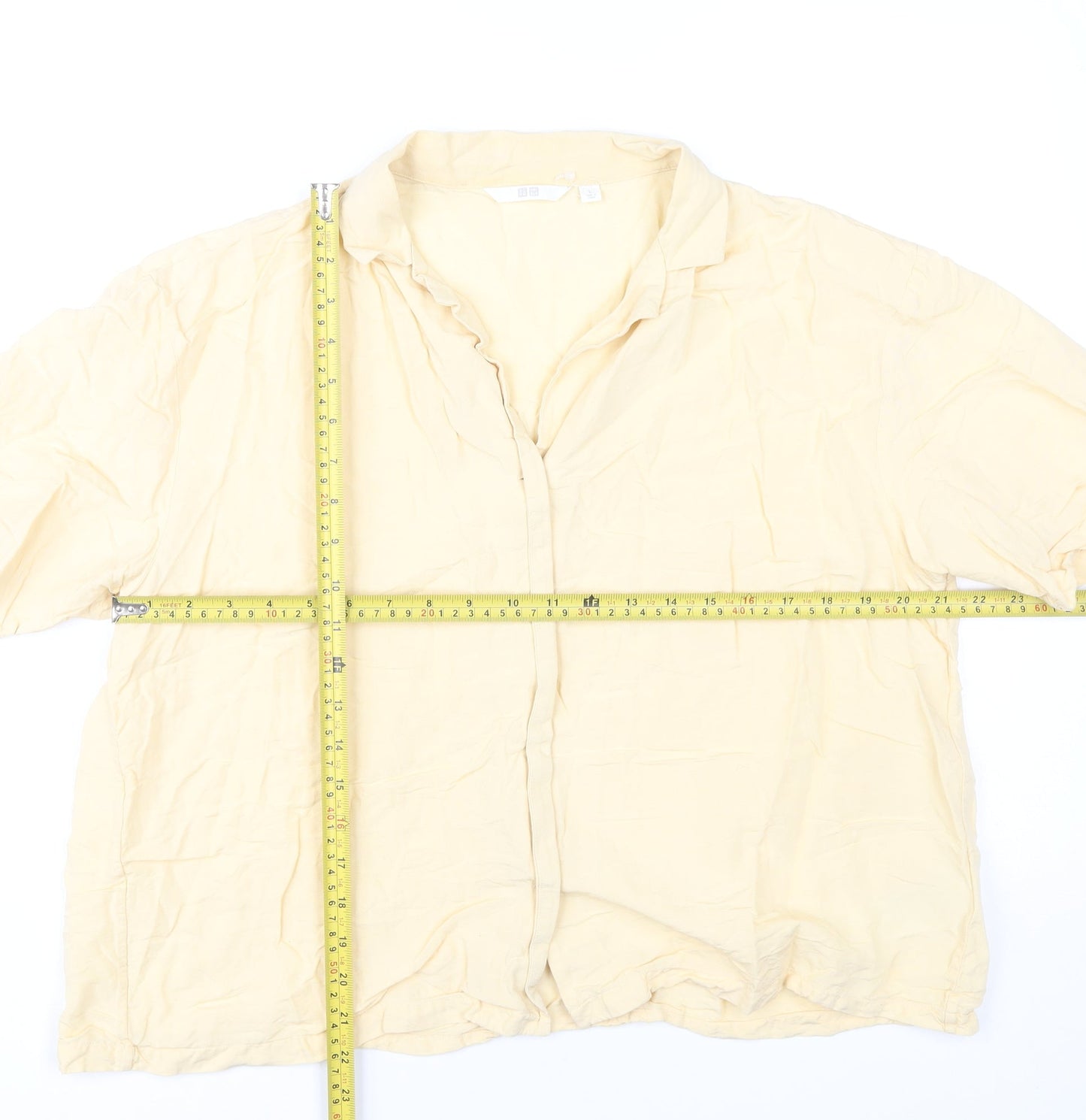 Womens UK Size L Uniqlo Beige Basic Button-Up
