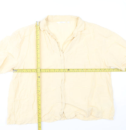Womens UK Size L Uniqlo Beige Basic Button-Up