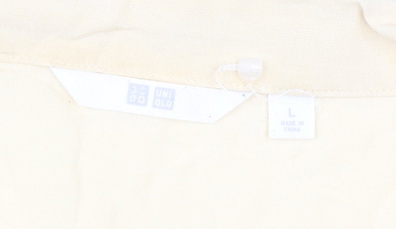 Womens UK Size L Uniqlo Beige Basic Button-Up
