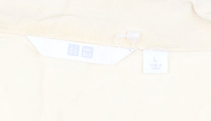Womens UK Size L Uniqlo Beige Basic Button-Up
