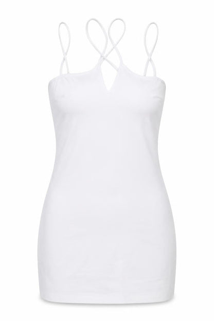 Zara Women White S Mini Bodycon Dress V-Neck Sleeveless Party