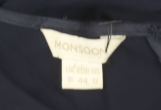 Monsoon Women’s Blue Size 16 Beaded Cuff Shift Dress