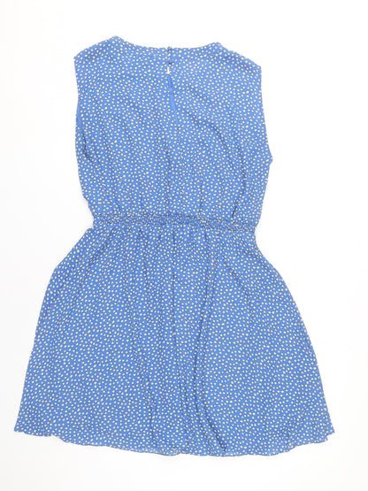 Warehouse Women’s Blue Floral Sleeveless A-Line Dress Size 14