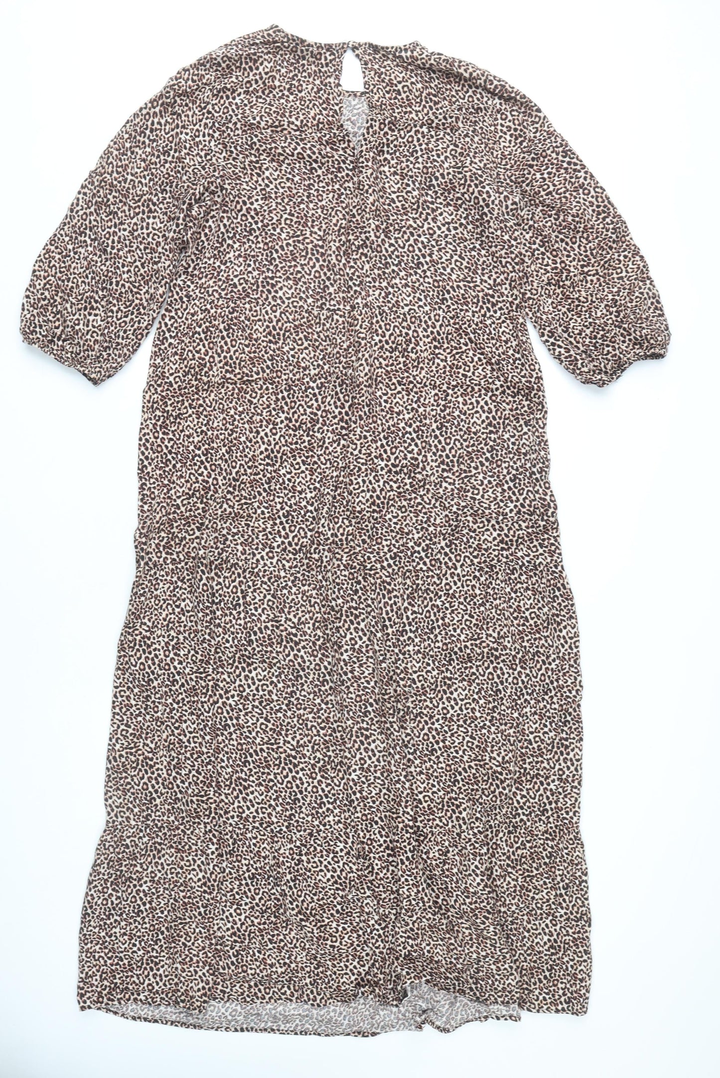 New Look Women’s Brown Leopard Print Midi Shift Dress Size 12