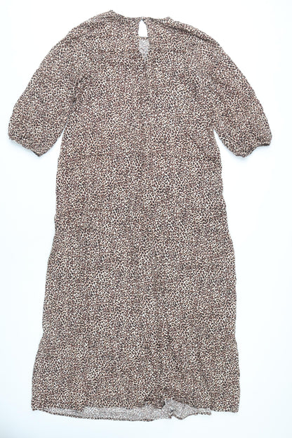 New Look Women’s Brown Leopard Print Midi Shift Dress Size 12