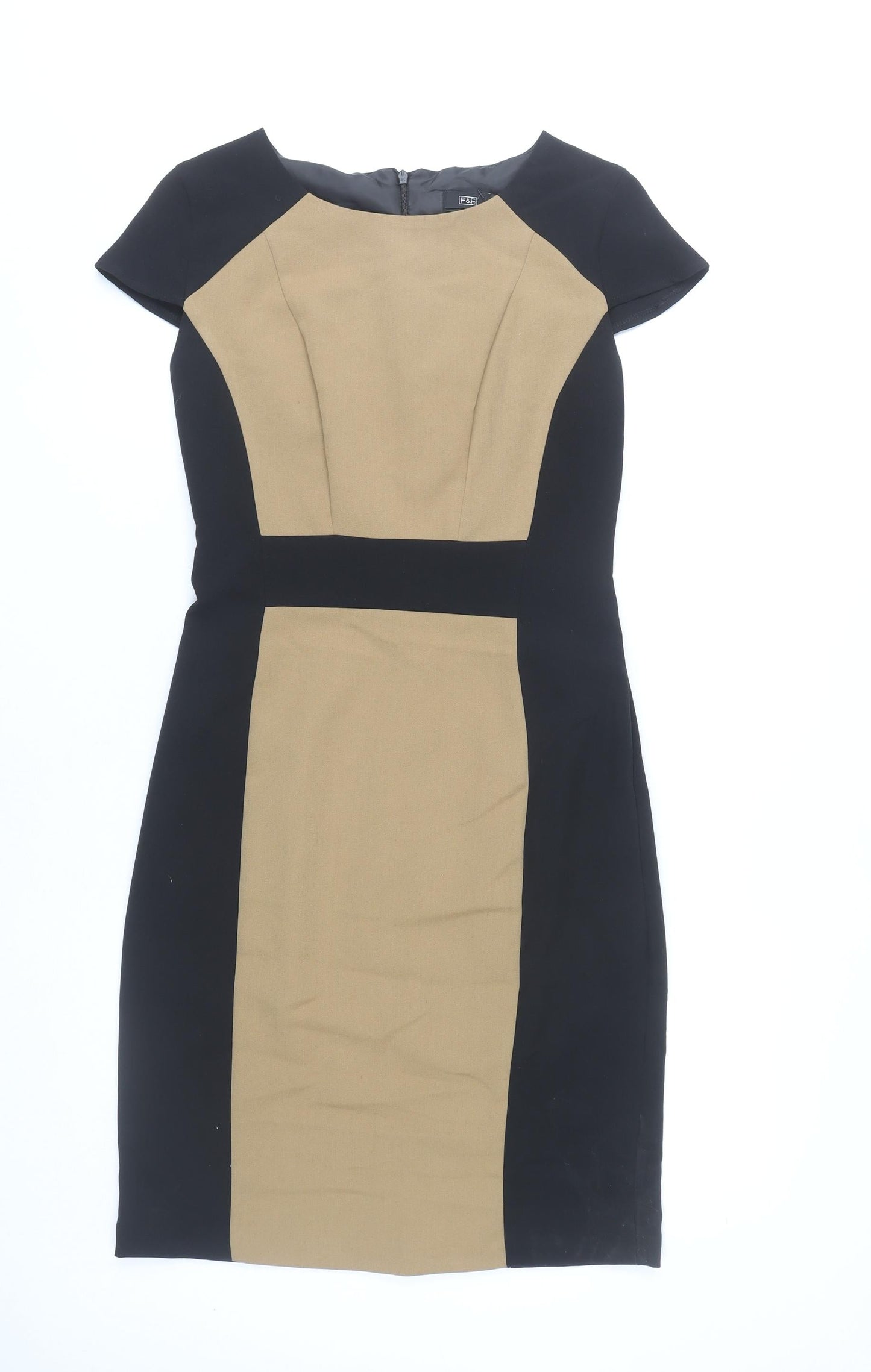 F&F Women’s Black Beige Colourblock Sheath Dress Size 10