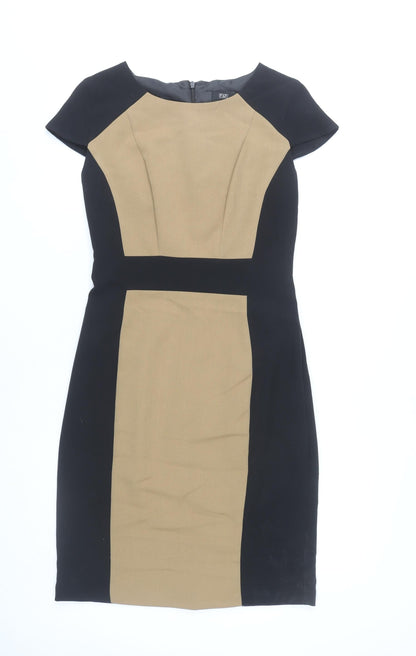F&F Women’s Black Beige Colourblock Sheath Dress Size 10