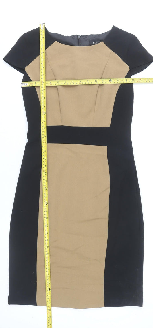 F&F Women’s Black Beige Colourblock Sheath Dress Size 10