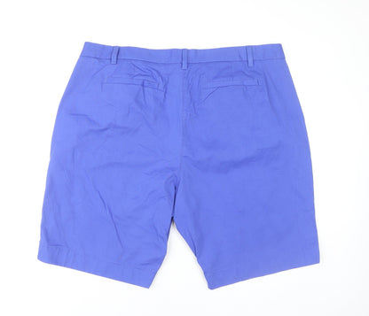 Marks and Spencer Womens Blue Size 22 Chino Shorts Cotton Blend