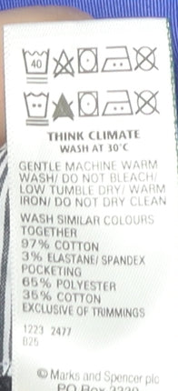 Marks and Spencer Womens Blue Size 22 Chino Shorts Cotton Blend