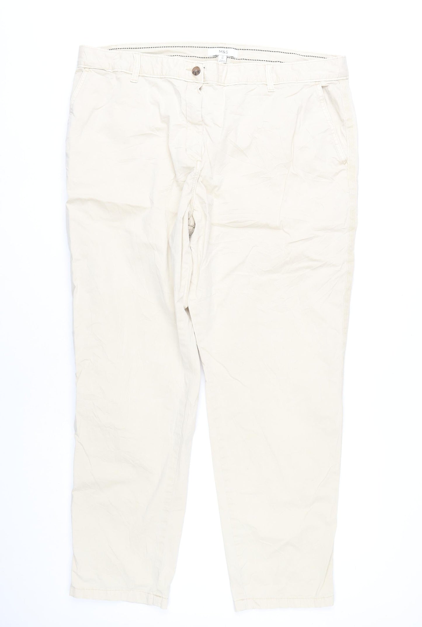 Womens UK Size 20 Marks and Spencer Regular Fit Chino Beige Trousers