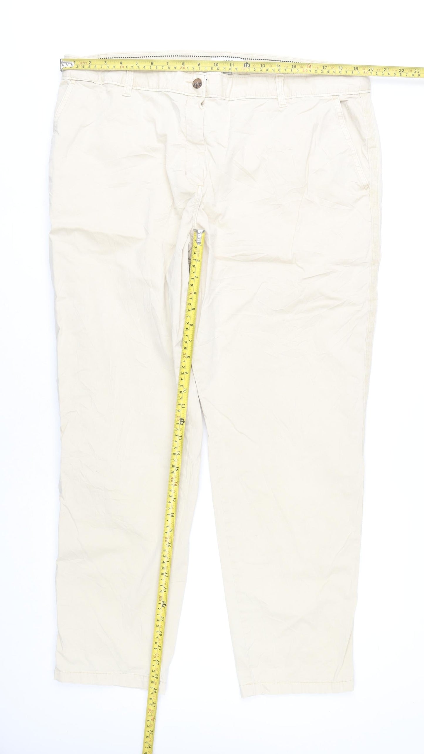 Womens UK Size 20 Marks and Spencer Regular Fit Chino Beige Trousers