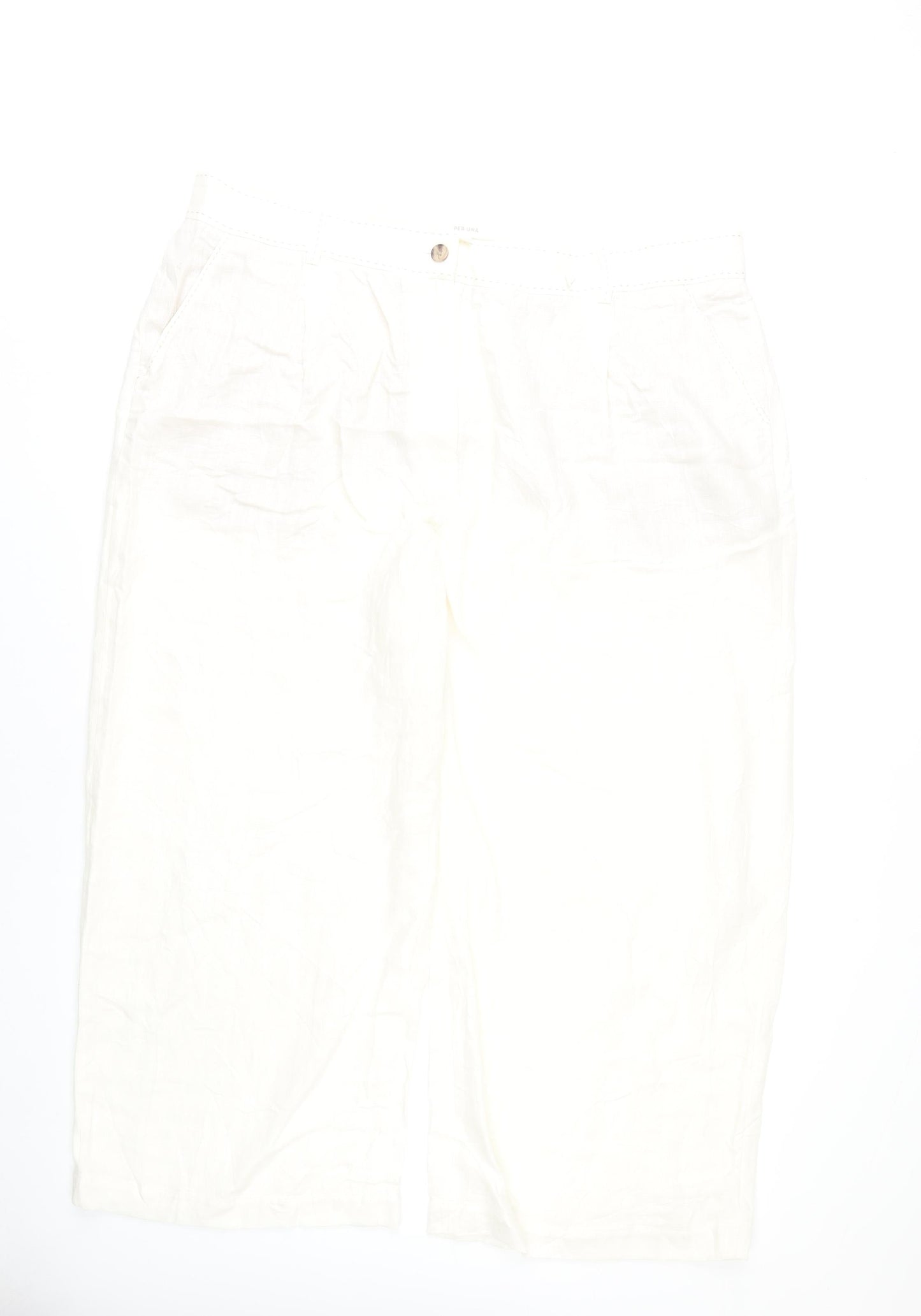 Womens UK Size 24 Marks and Spencer Regular Fit Cropped White Trousers
