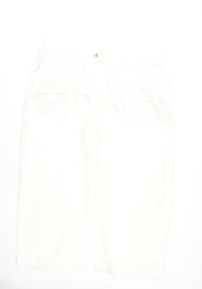 Womens UK Size 24 Marks and Spencer Regular Fit Cropped White Trousers