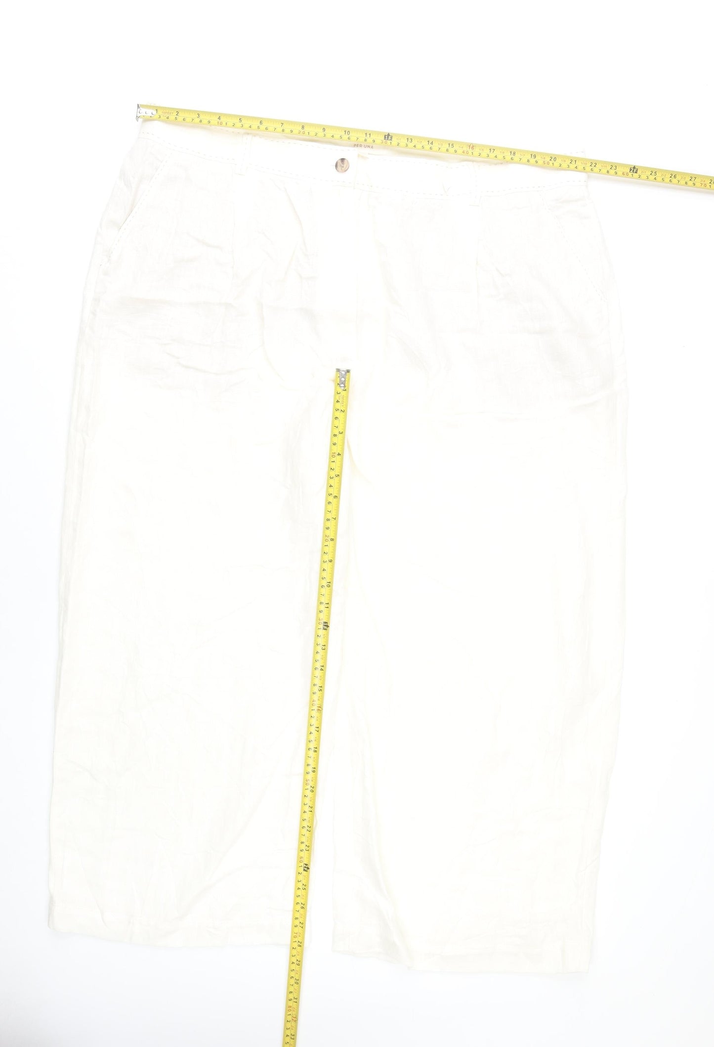 Womens UK Size 24 Marks and Spencer Regular Fit Cropped White Trousers