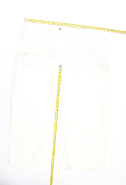 Womens UK Size 24 Marks and Spencer Regular Fit Cropped White Trousers