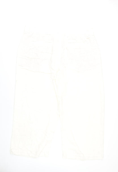 Womens UK Size 24 Marks and Spencer Regular Fit Cropped White Trousers
