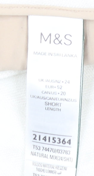 Womens UK Size 24 Marks and Spencer Regular Fit Cropped White Trousers