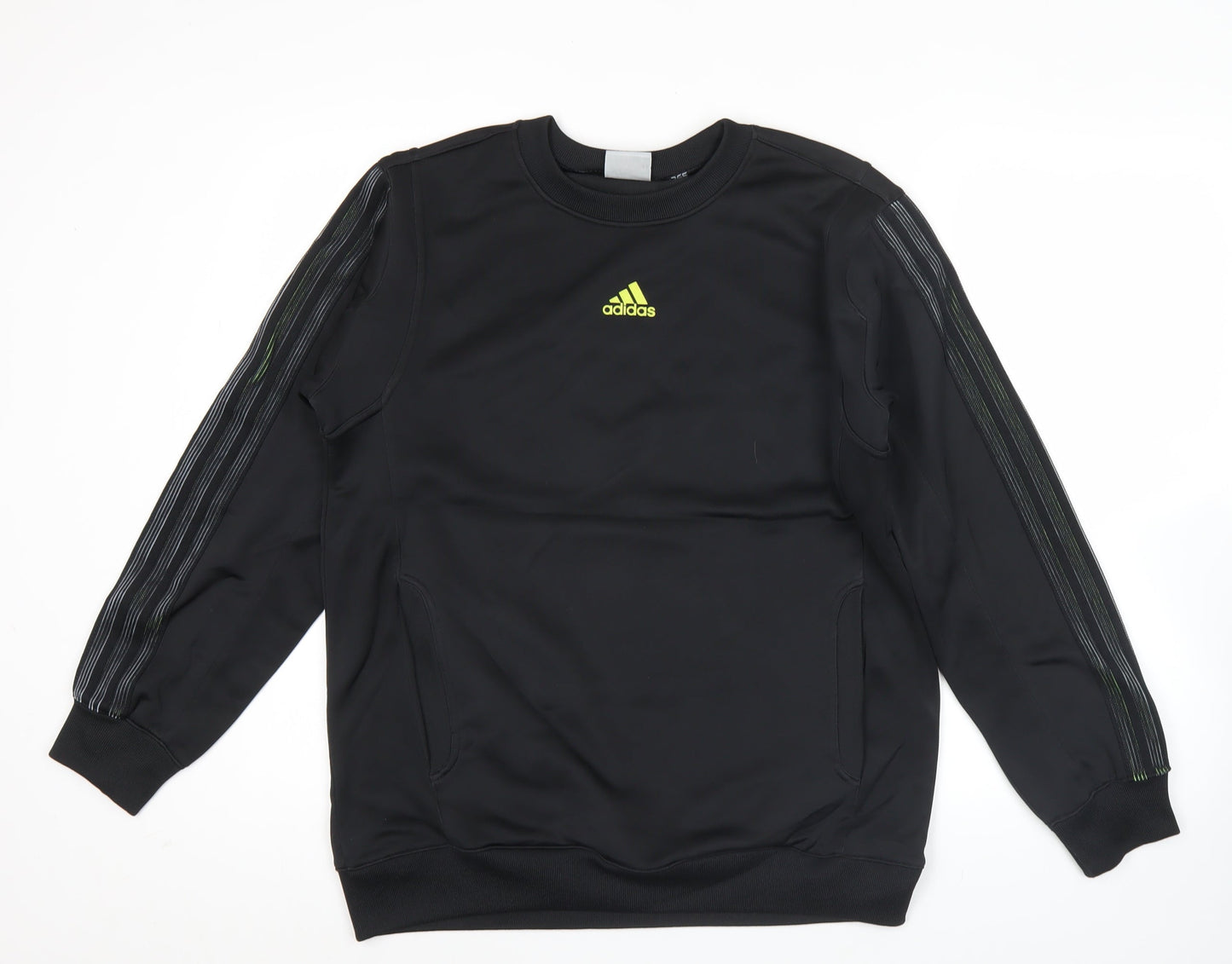 Adidas Men Black Sweatshirt L Crew Neck Pullover Sportswear