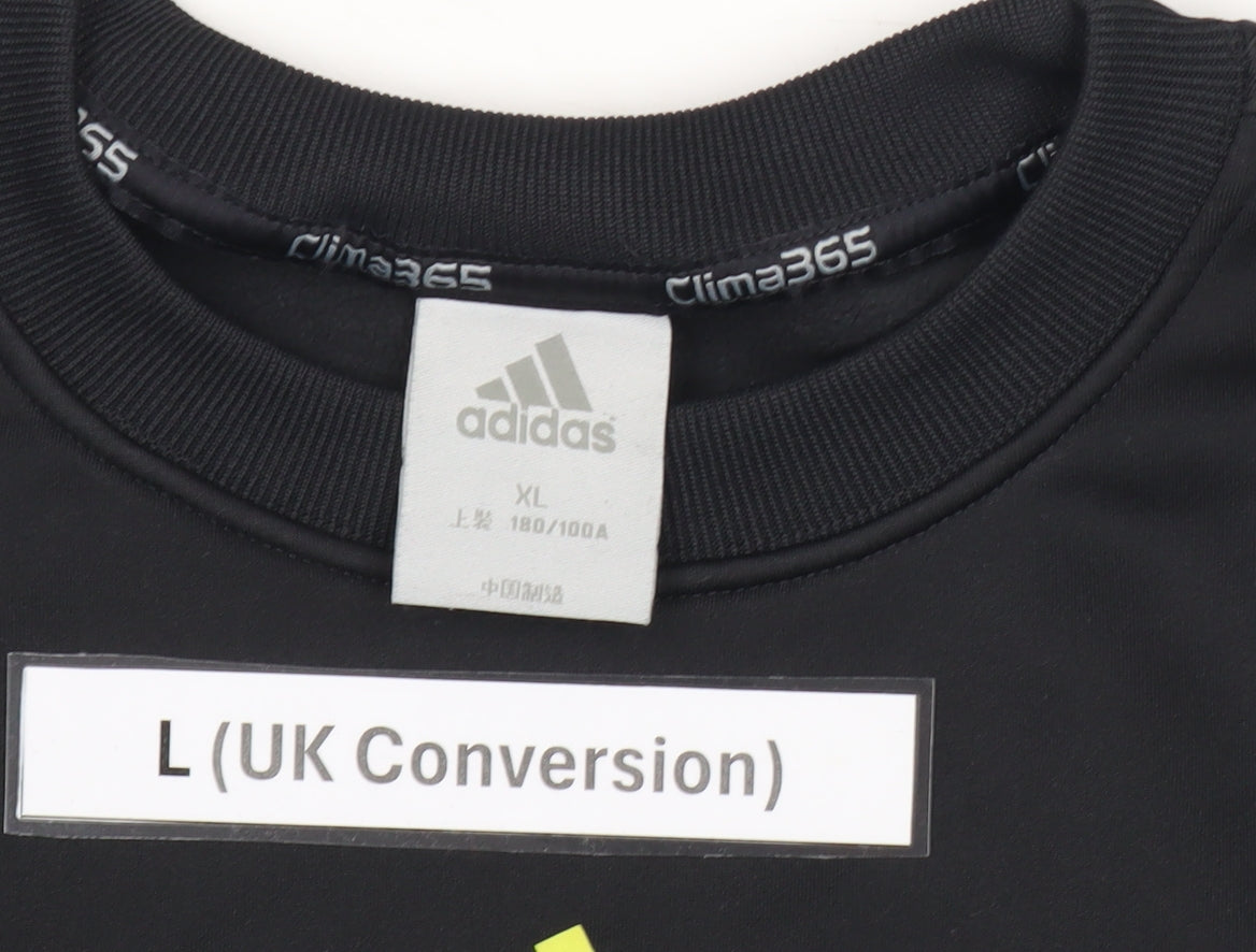 Adidas Men Black Sweatshirt L Crew Neck Pullover Sportswear