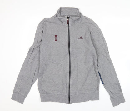Adidas Mens Grey M Track Jacket Full Zip Cotton Sportswear