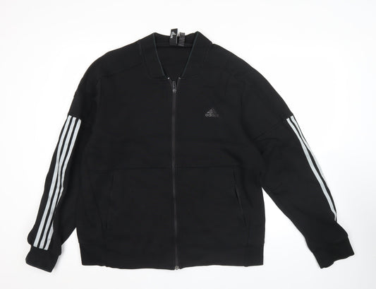 Adidas Men's Black Track Jacket L Full Zip Sportswear