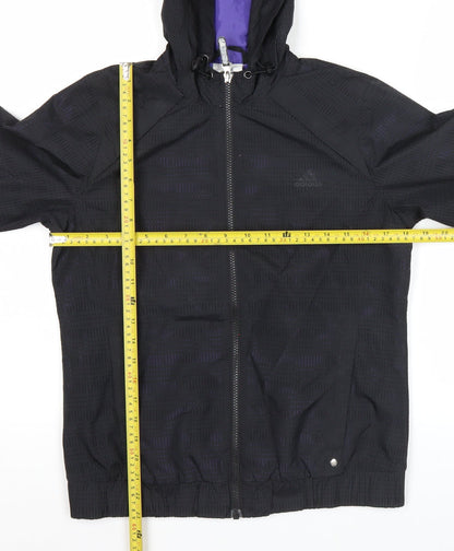 Adidas Mens Black XS Windbreaker Sports Jacket Hooded Lightweight