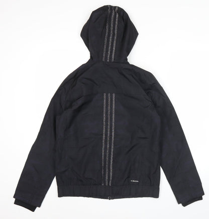 Adidas Mens Black XS Windbreaker Sports Jacket Hooded Lightweight
