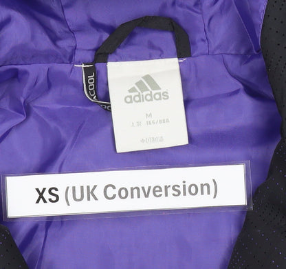 Adidas Mens Black XS Windbreaker Sports Jacket Hooded Lightweight