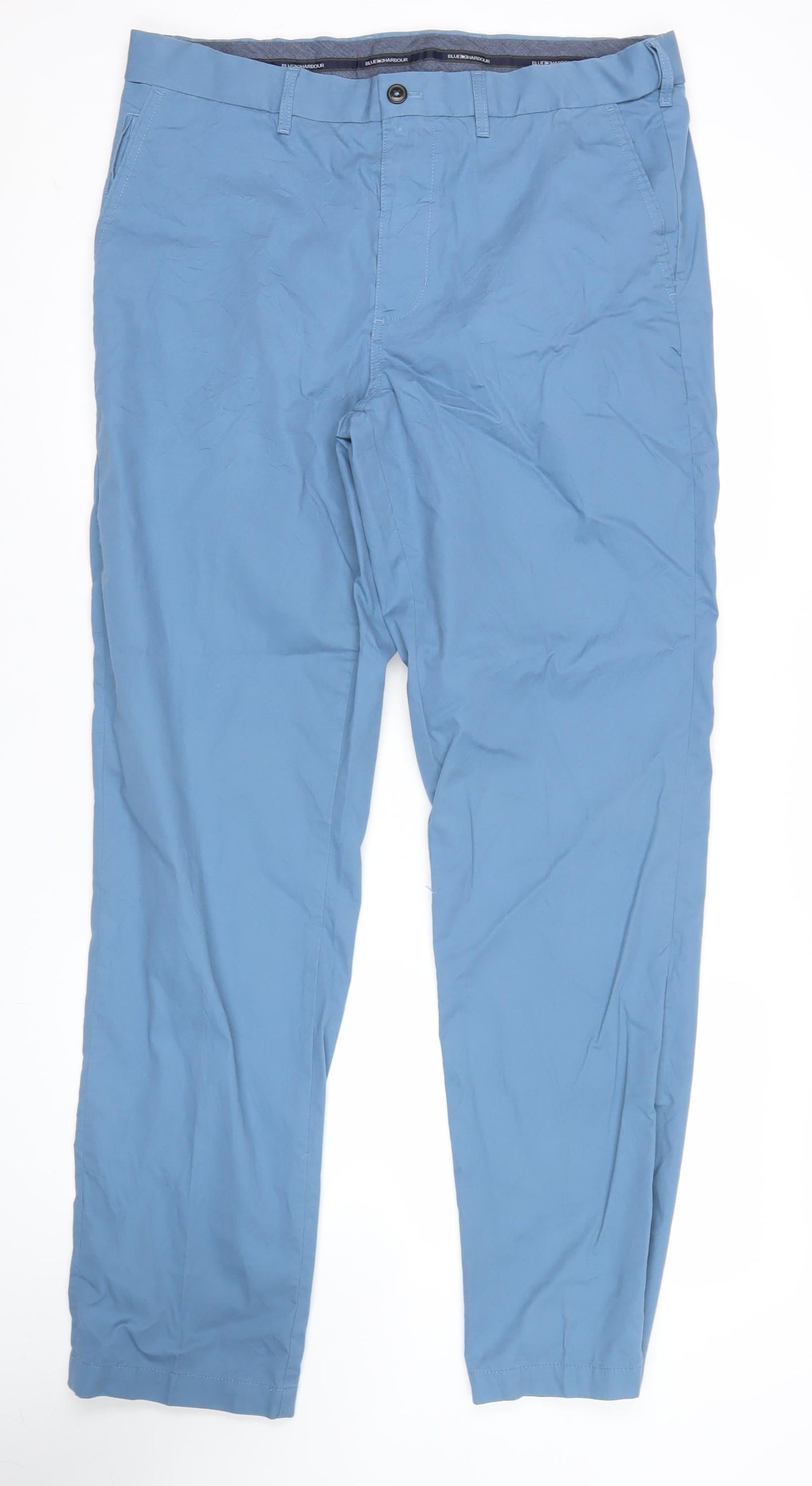 Marks and Spencer Blue Harbour Mens Blue Chino Trousers 36W 33L