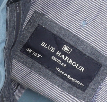 Marks and Spencer Blue Harbour Mens Blue Chino Trousers 36W 33L